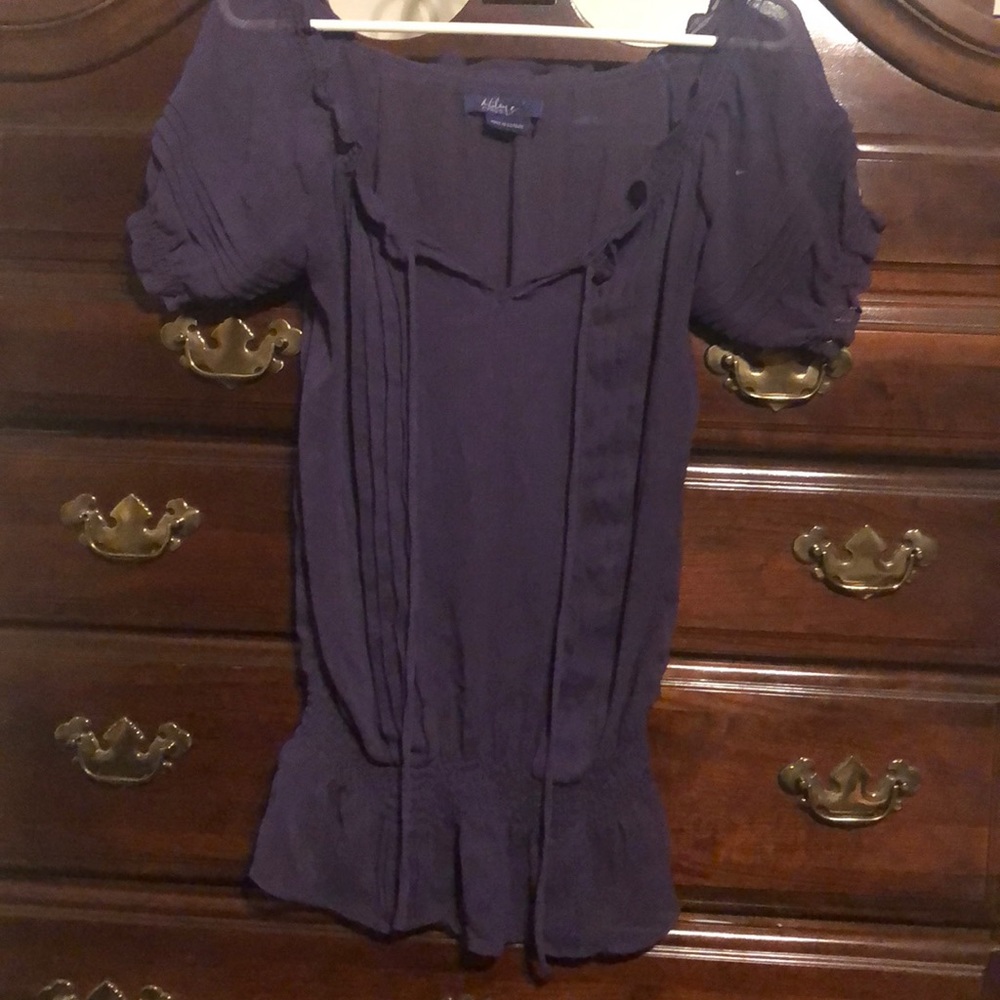 Miley Cyrus/Max Azria purple,elastic wasted blouse